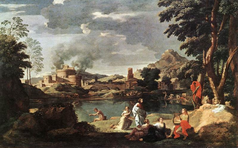 Nicolas Poussin Landscape with Orpheus and Euridice oil painting image